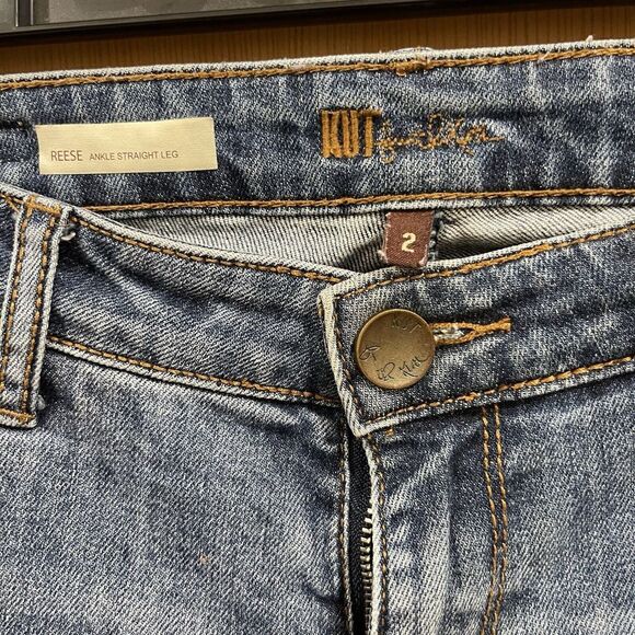 KUT FROM THE KLOTH JEANS REESE FAB ANKLE STRAIGHT LEG WOMENS SIZE 2 DISTRESSED - Picture 3 of 5